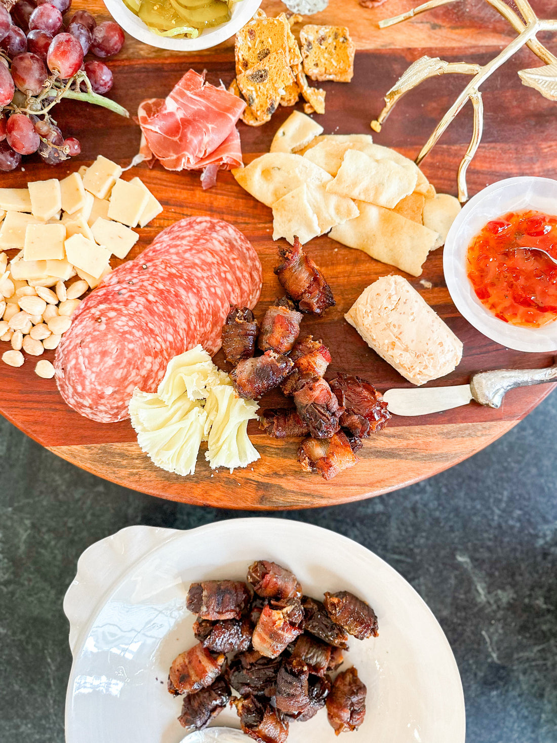 Bacon-Wrapped Dates with Mascarpone & Hot Honey